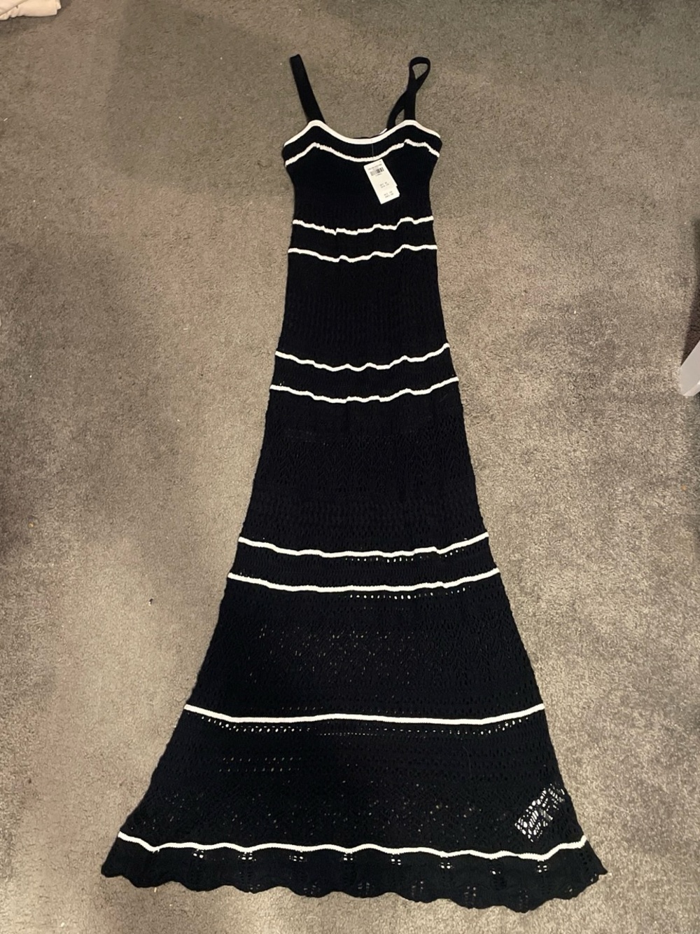NWT Abercrombie Black Crochet Maxi Dress